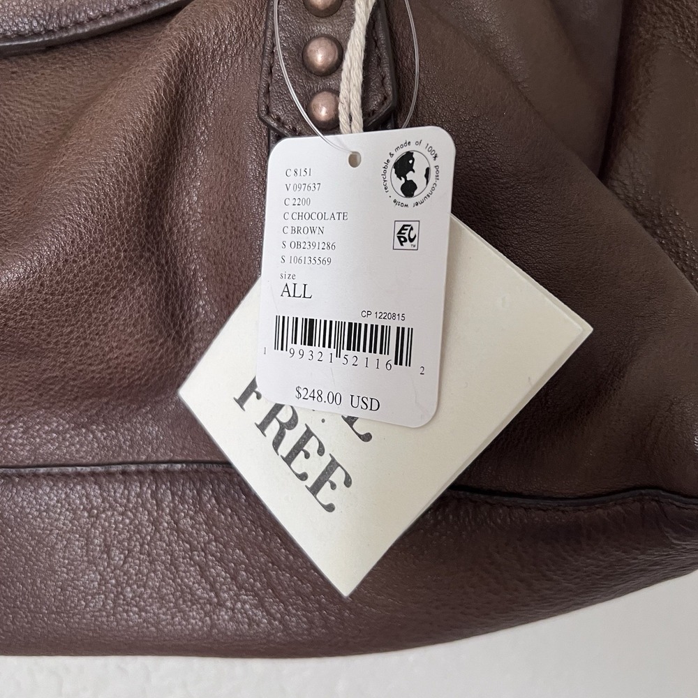 NWT We The Free Harper Shoulder Bag Free People Leather Flap Top Chocolate Brown - Picture 8 of 9